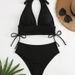 New Women's Two Piece Bikini Solid Color Halter Neck Swimsuit Provides Comfort And Style For Various Aquatic Activities_ecoleips.com