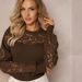 2025 New Style Lace Patchwork Women's Clothing, High-End Elegant Commuting Hollow-Out Long-Sleeve Chic T-Shirt_ecoleips.com