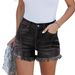 Aria Basics Aria Basics 2025 New European And American Unique Jeans, High-Waisted Stretch Slimming Raw Edge Women's Hot Pants Short Style_ecoleips.com