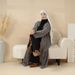 Muslim Women's Clothing Abaya Tassel Detail And Plaid Design Warm Coat Prayer Robe Dress_ecoleips.com