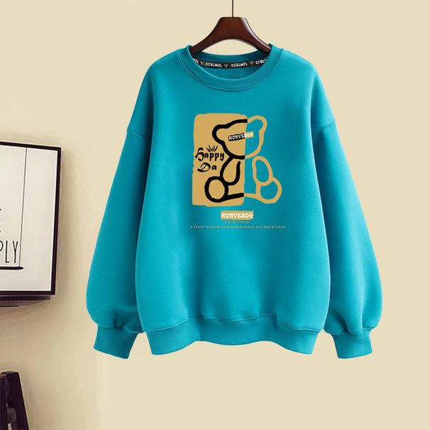 Women's Trendy Fleece Lined Thickened Sweatshirts round Neck Loose Fitting Tops Autumn Winter New Arrivals 2023_ecoleips.com