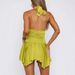 Sexy V Neck Lace Up Solid Color Pleated Dress For Women Y2K Streetwear Party Night Out Fashion Slim Fit Clubwear Mini Dress_ecoleips.com