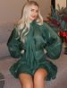 Women's Clothing Temperament Bowknot Puff Sleeve Top Pleated Skirt Set_ecoleips.com