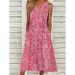 2023 European And American Women's Summer Digital Print V-Neck Floral Long Loose Sleeveless Dress_ecoleips.com