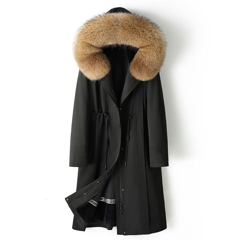 Women’s Winter Parka With Detachable Rabbit Fur Lining & Raccoon Fur Trim – Extra-Long Coat (105cm/120cm) For Extreme Cold, Elegant & Warm_ecoleips.com