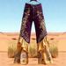 Women's Retro Print High-Waisted Slimming Jeans Faux Denim Style Comfortable Casual Leg Lengthening Effect_ecoleips.com