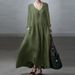 Women's Long Dress Elegant Vest Dress Casual Solid Color Loose Long Dress V Neck 2023 Spring Autumn Fashion_ecoleips.com