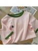 This Year, Beautiful And Foreign Shirts Are Popular, Unique And Super-good-looking Tops, Pink Green-edged Short-sleeved Crew-neck T-shirts_ecoleips.com