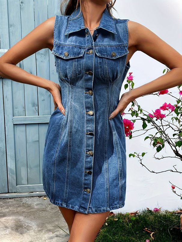 65051 # Cross-border Women's Clothing European And American INS Style Elegant Slim-fit Bodycon Denim Dress For_ecoleips.com