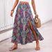 Ethnic Print Wrap Skirt – Flowy High-Low Hem Maxi With Side Slit (S-Xl, Multi-Color) Breathable Fabric_ecoleips.com