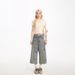Women's Clothing Women's Distressed Washed Loose Straight Wide Leg Capri Pants Puppy Embroidery For Formal & Casual For Women_ecoleips.com