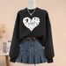 Women's Thickened Long Sleeved Sweatshirt Pure Cotton Printed Fleece Lined Korean Style Versatile T-Shirt for Autumn Winter_ecoleips.com