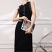 Foreign Trade European And American Women's Fashion Socialite Style Beaded Knitted Sleeveless Little Black Dress, New_ecoleips.com