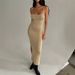 Summer New Style mid Length Fitted Knit Dress Sexy Slit European American Suspender Dress Women's Clothing_ecoleips.com