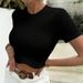 Women's Clothing Spring And Summer New Products Slim Round Neck Design Wave Tassel Hem Short T Shirt_ecoleips.com