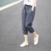 Suitable For All Seasons French Outlet Pure Cropped For Women Elastic Waist Cotton Linen Harem Pants Plus Size Slimming Summer Thin Style_ecoleips.com