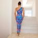 2025 Foreign Trade Cross-Border American Style Color-Block Printed One-Shoulder Sleeveless Pullover Slim Dress For Women_ecoleips.com