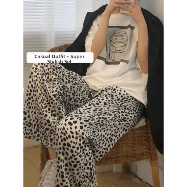 Men's Retro Hong Kong Style Slimming Straight Leg Pants Digital Print Casual Long Sports Pants Fashion Unique New Summer_ecoleips.com