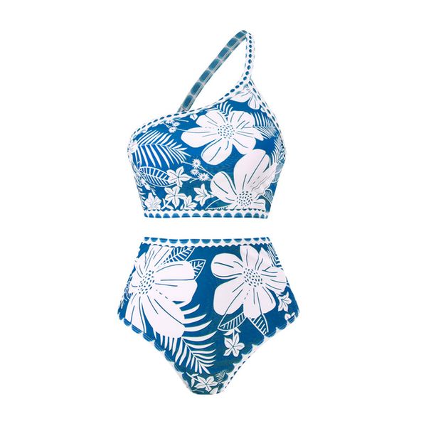 Women's Clothing Retro Split Three Piece Bikini Swimsuit Sexy One Shoulder Mesh Skirt Swimsuit Suit_ecoleips.com