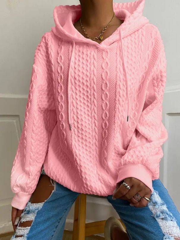 Women's Casual Knit Hooded Sweatshirt With Pockets - Soft Polyester Blend Pullover For Everyday Comfort (Multiple Colors & Sizes)_ecoleips.com