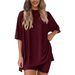 Relaxed Fit Lounge Set With Side Slit Shorts & Comfort Tee | Casual Homewear Outfit For Women_ecoleips.com