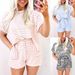 Women's Clothing Summer Round Neck Pullover Set Short Sleeve Drawstring Shorts Striped New Arrival_ecoleips.com