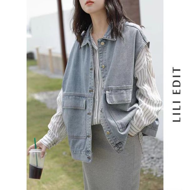 2024 New Sleeveless Denim Vest For Women, Loose Fit, Korean BF Style, Student Workwear, Versatile Outerwear_ecoleips.com