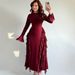 Elegant High Waist Slimming Dress For Women Round Neck Flare Sleeve Temperament Casual Party Bodycon Dress_ecoleips.com