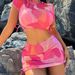 Women's Tie-Dye Bikini Set Bohemian Beachwear Sexy Two-Piece Swimsuit with Matching Sarong And Headscarf for Vacation 4 Piece_ecoleips.com