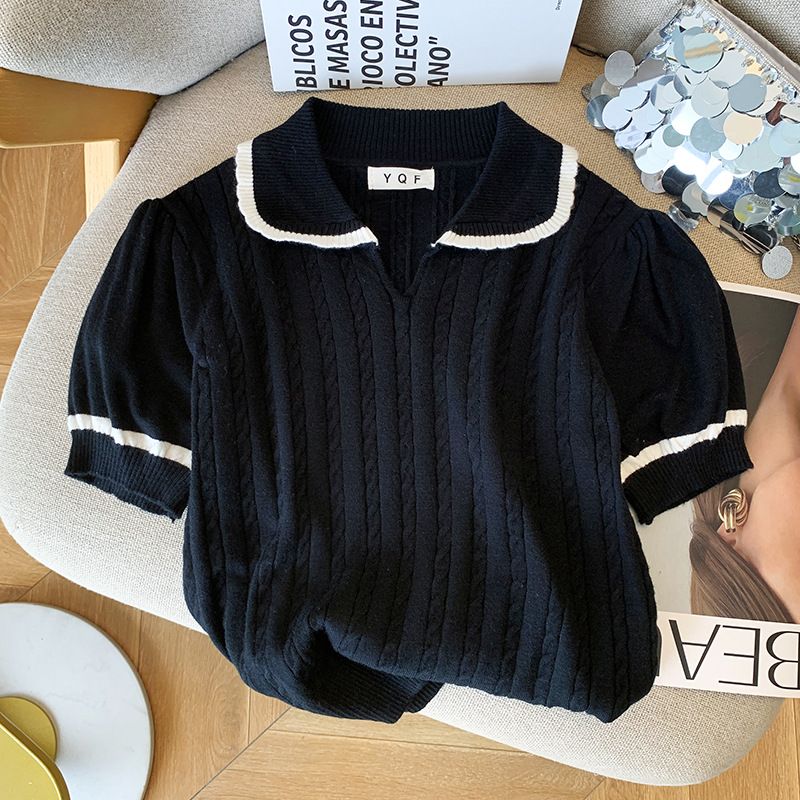 Women's Clothing Design Short Sleeved Western Style Tops T Shirts Small Korean Sweaters For Women_ecoleips.com