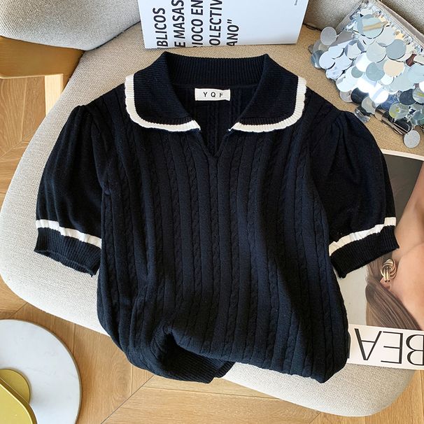 Women's Clothing Design Short Sleeved Western Style Tops T Shirts Small Korean Sweaters For Women_ecoleips.com