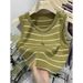 Women's Clothing Pure Desire Hot Girl Style High Waist Navel Baring Short Striped Vest Female Summer New Slim Fit Inner Sleeveless Top_ecoleips.com