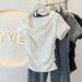 Plus Size French Inspired T-Shirt With Asymmetrical Hem And Ruffle Detail - Flowy Blouse For Women_ecoleips.com