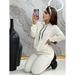 Women's Autumn Winter Casual Sports Suit Embroidered Letter Zipper Sweatshirt Multi Pocket Jogger Pants Trendy Q6293_ecoleips.com