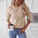 Drizzle Women's Diamond Pullover Sweater Round Neck Loose Fit Autumn Winter New Knitted Top Style_ecoleips.com