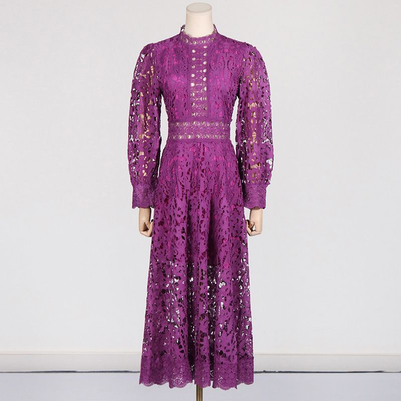 Women's Clothing Long Sleeved Dress Female Waist Embroidery Medium Length Green Skirt_ecoleips.com