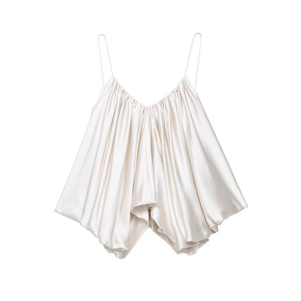 Aria Basics Aria Basics Z Cross-Border European And American 2025 New Fashion Camisole For Women Summer Silk Satin Texture Ruched Top 3776019_ecoleips.com