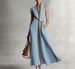 Women's Sleeveless Stand Collar A-Line Dress, Casual Contrast Color Loose Fit Summer Maxi Dress, Breathable Cotton Blend Dress For Daily Wear_ecoleips.com