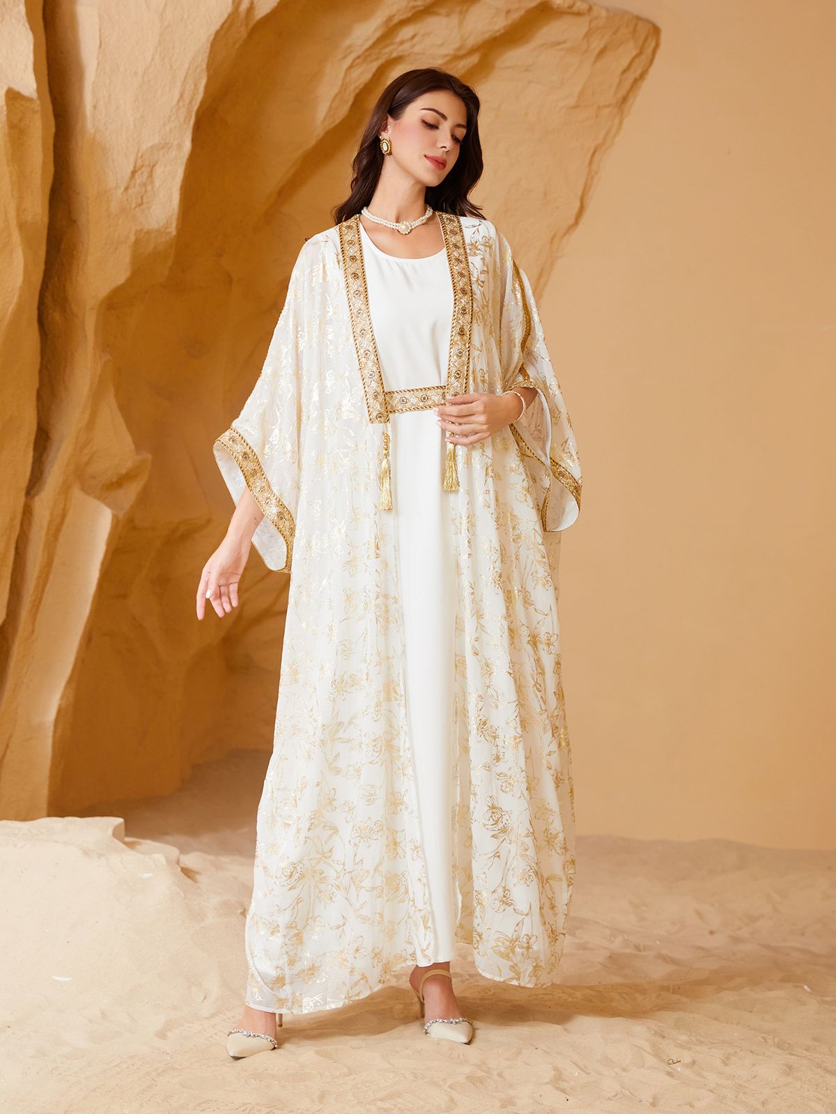Women's Clothing Muslim Ladies Dress Summer Hot Stamping Robe_ecoleips.com