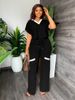 K Solid Color Casual Short Sleeved T-shirt Sports Suit Straight Leg Pants Two-piece Set_ecoleips.com