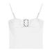 Heavy-duty Rhinestone-embellished White Sexy Camisole For Women, Spring/summer, Pure Alluring, Tight-fitting, Short_ecoleips.com