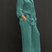 Women's Reversible Long Sleeved Shirt And Elastic Waist Trousers Set Solid Color Lightweight Fabric_ecoleips.com