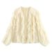 Layered Ruffle V-Neck Blouse – Oversized Boho Chic Shirt With Eco-Conscious Fabric For Women_ecoleips.com