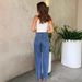 Women's Clothing Fashionable Beaded Frayed Wide Leg Jeans Denim_ecoleips.com