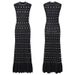 SD Women's French Style Heavy Duty Studded Round Neck Sleeveless Black Knit Long Dress Spring Summer Wear_ecoleips.com