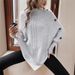 European And American Autumn Winter New Cable Knit Women's Cross-Border Fashion High Neck Button Decoration Long_ecoleips.com