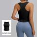 Women's Peach Yoga Vest One Piece Fixed Round Neck Tight Fit Anti-Exposure Sports Vest_ecoleips.com