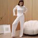 Autumn New Knitted Jacquard Comfortable Sleeve Long Pants Pajama Set European And American Cross-Border_ecoleips.com