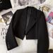 Petite Blazer For Women, Short Black Jacket With Peony Sleeves – British Style Office Wear, Spring Autumn Formal Coat, Slim Fit Stretchy Polyester_ecoleips.com