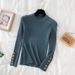 Women's Semi-Turtleneck Knit Sweater Long Sleeve Slim Fit Thermal Lined Casual Pullover Top_ecoleips.com